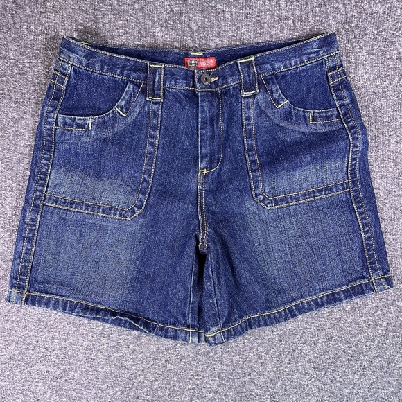 Y2k Faded Glory Shorts Womens 12 Blue Faded Boho Festival Bermuda Denim Ft33x6.5 - Picture 1 of 8